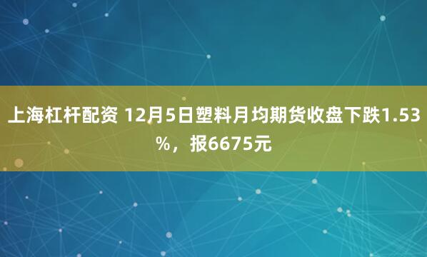 上海杠杆配资 12月5日塑料月均期货收盘下跌1.53%，报6675元